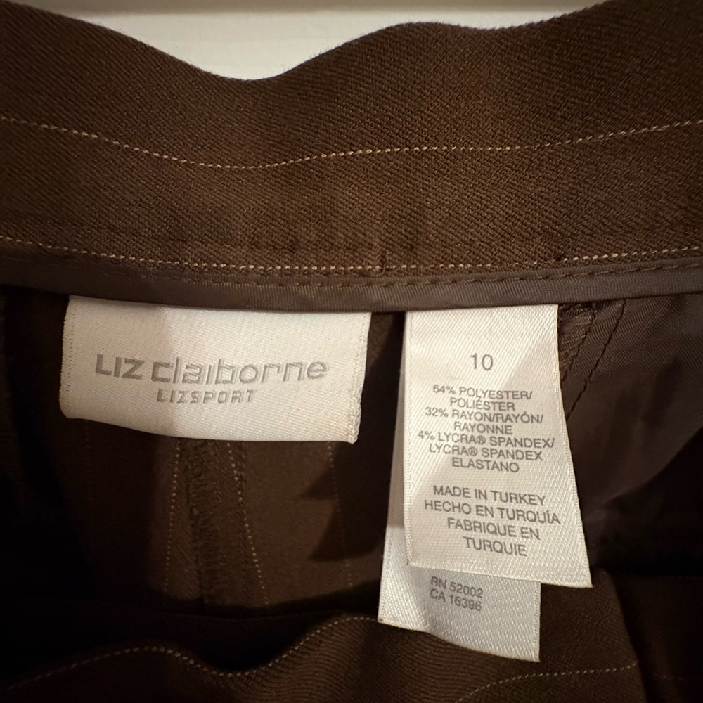 Liz Claiborne Women’s Brown Pinstripe Dress Pants, size 10 - Picture 2 of 3